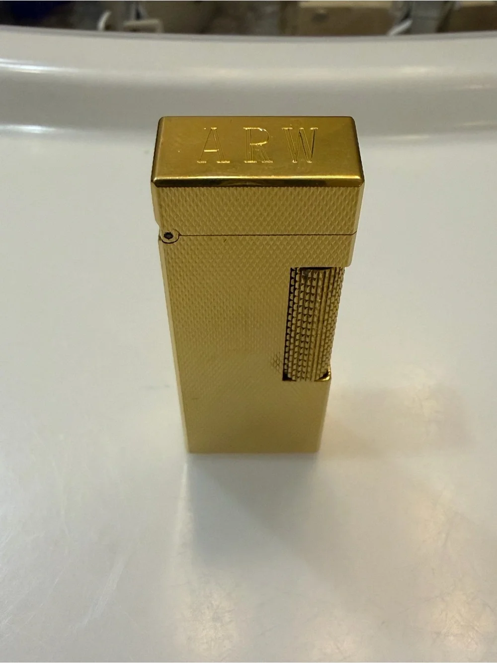 Vintage Dunhill Rollagas Gold Plated Lighter - Barley Pattern - Swiss Made